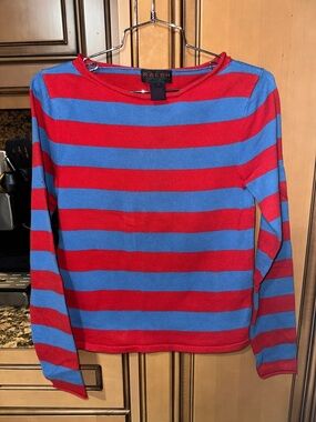 Ralph Lauren striped long sleeve top - Red & Blue Size: M